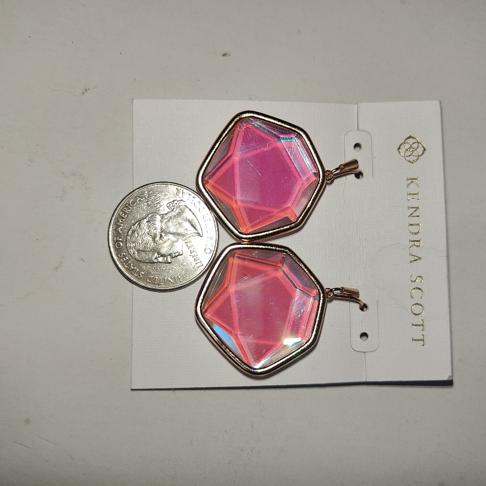 Authentic NWT Kendra Scott Drop Frame Iridescent Stone Earrings - Picture 12 of 14